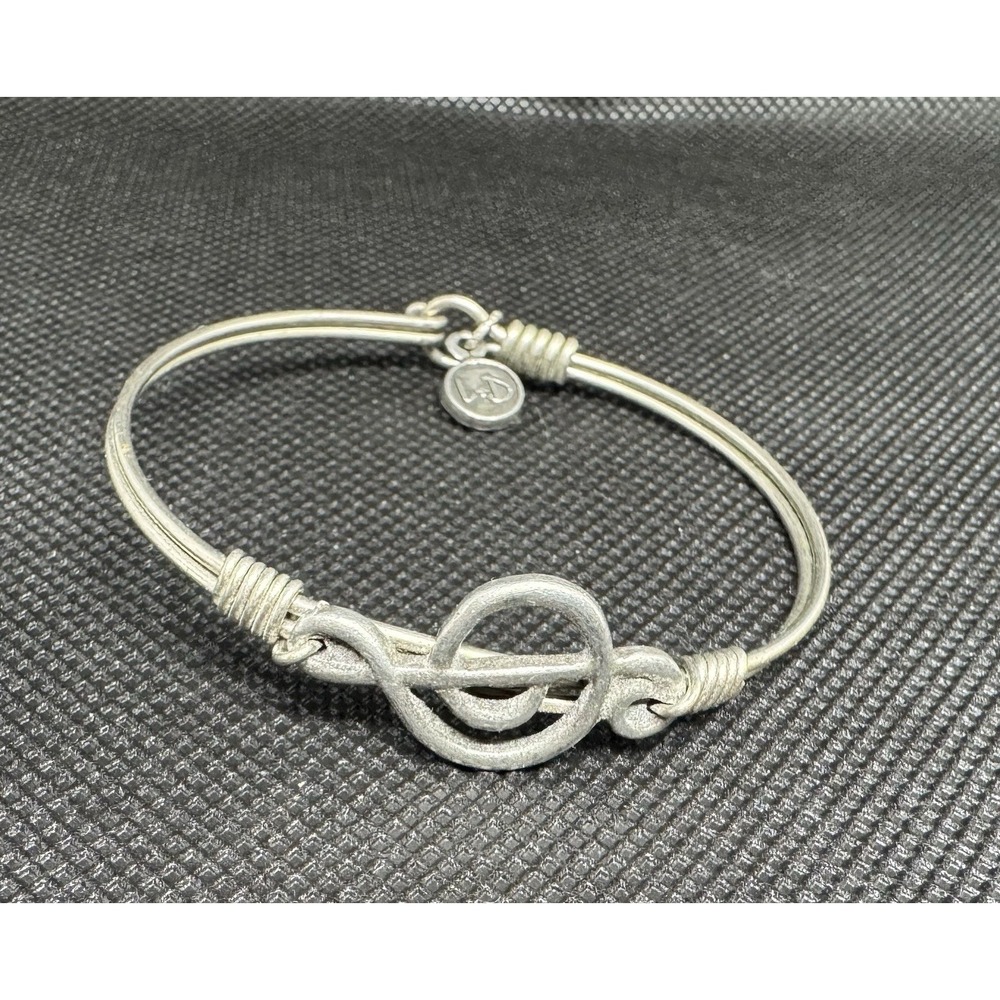 Luca & Danni Bangle Bracelet Silver Tone Music Note Born in the USA Petite Size